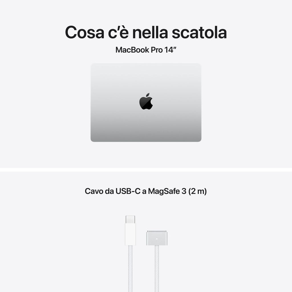 Apple MacBook Pro 14 pollici Silver con chip M5 Pro 18‑core CPU e 20‑core GPU, 24GB di memoria e SSD 2TB, display Liquid Retina XDR mazzotta.store