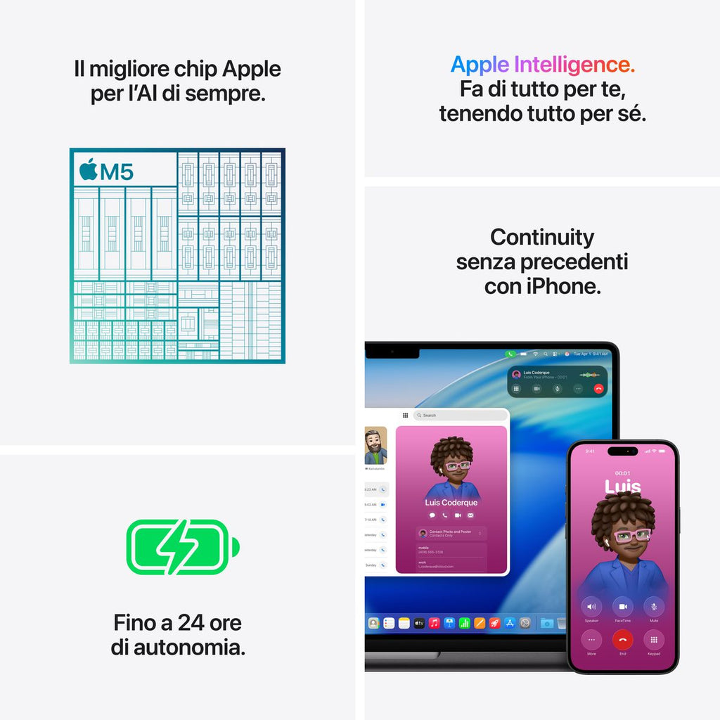Apple MacBook Pro 14 pollici Silver con chip M5 10‑core CPU e 10‑core GPU, 16GB di memoria e SSD 1TB, display Liquid Retina XDR mazzotta.store