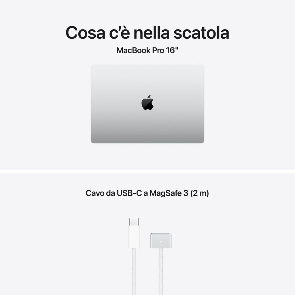 Apple MacBook Pro 16 pollici Silver con chip M5 Pro 18‑core CPU e 20‑core GPU, 24GB di memoria e SSD 2TB, display Liquid Retina XDR mazzotta.store