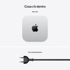Apple Mac Mini M4 Silver 10-core CPU 10-core GPU 16GB RAM 256GB SSD - Piccolo Campione Mazzotta Store, Mini PC Apple M4 Argento con 16-core Neural Engine - Eccellenza Mazzotta, Vista compatta Apple Mac Mini M4 Silver - Garanzia di Potenza Mazzotta