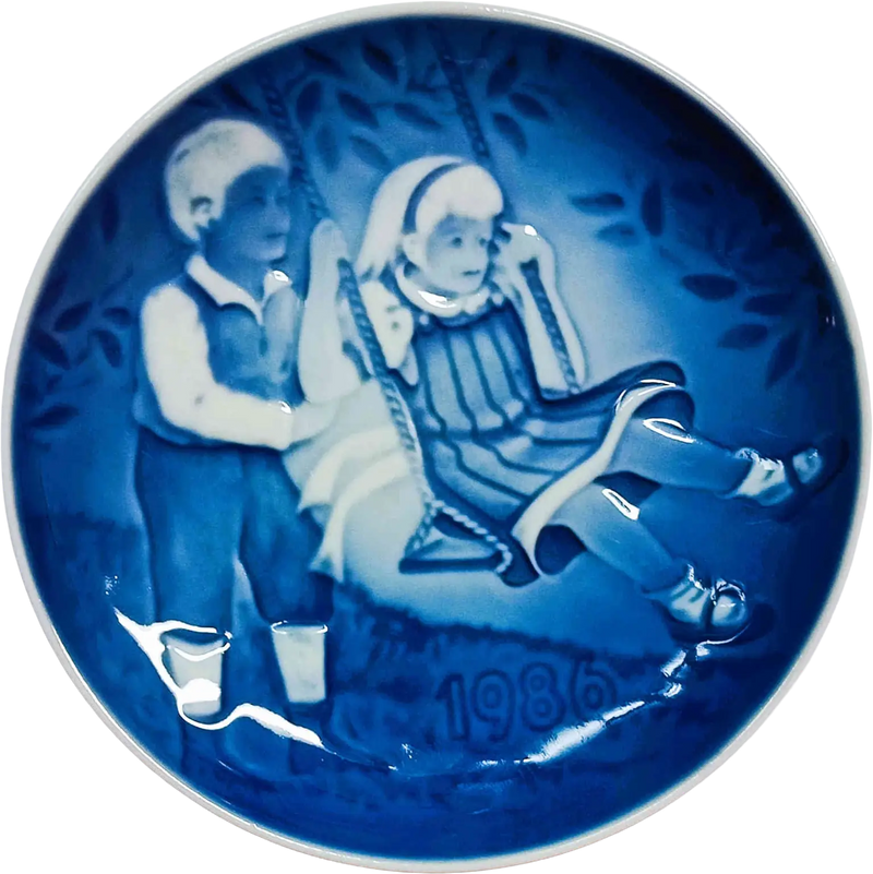 Piatto del Bambino Bing & Grøndahl diametro 13 cm - Blu e Bianco - Sven Vestergaard - Un volo gioioso B&G-CHI-1986