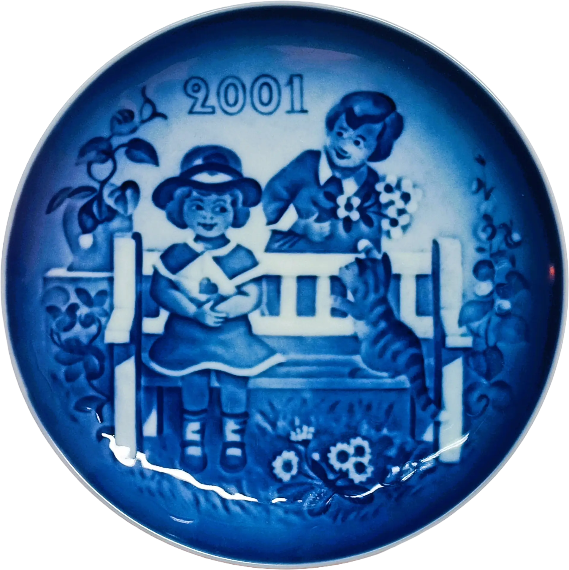 Piatto del Bambino Bing & Grøndahl diametro 13 cm - Blu; Bianco - Sven Vestergaard - La Piccola Coppia di Fidanzatini B&G-CHI-2001