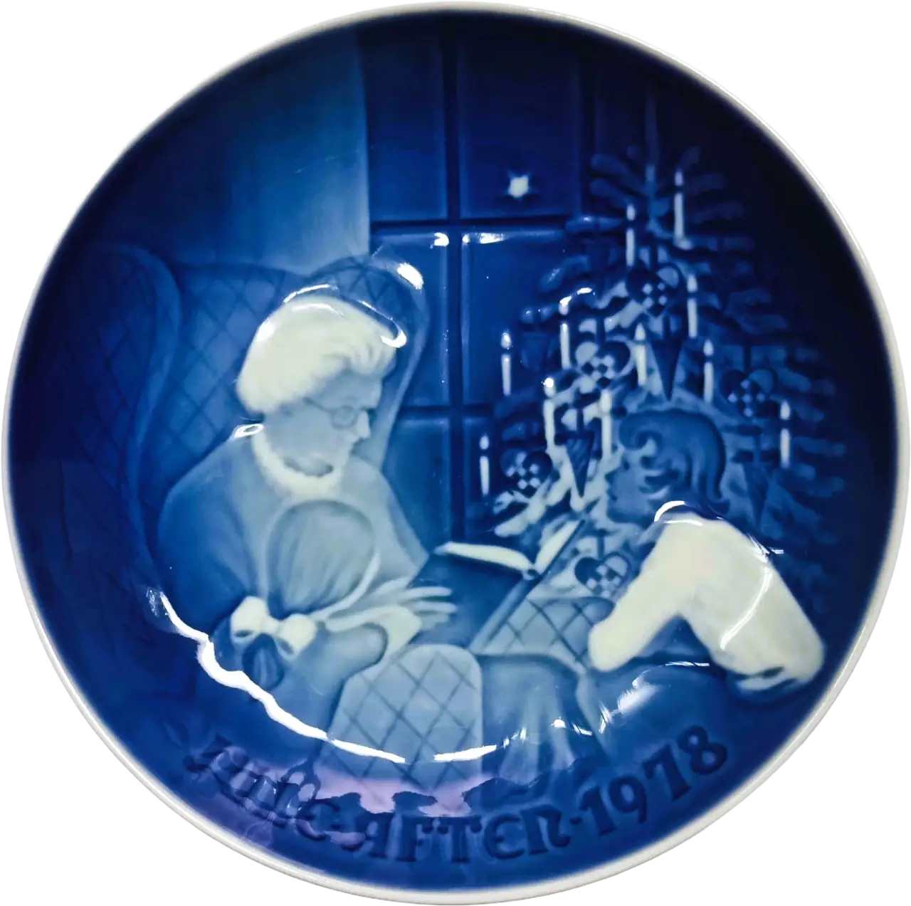 Piatto di Natale Bing & Grøndahl diametro 18 cm · Bianco; Blu · Henry Thelander · Il Racconto di Natale · B&G-CP-1978