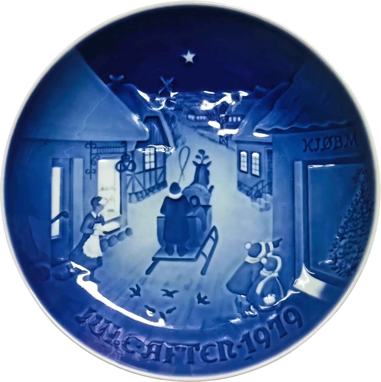 Piatto di Natale Bing & Grøndahl diametro 18 cm · Blu e Bianco · Henry Thelander · Bianco Natale · B&G-CP-1979