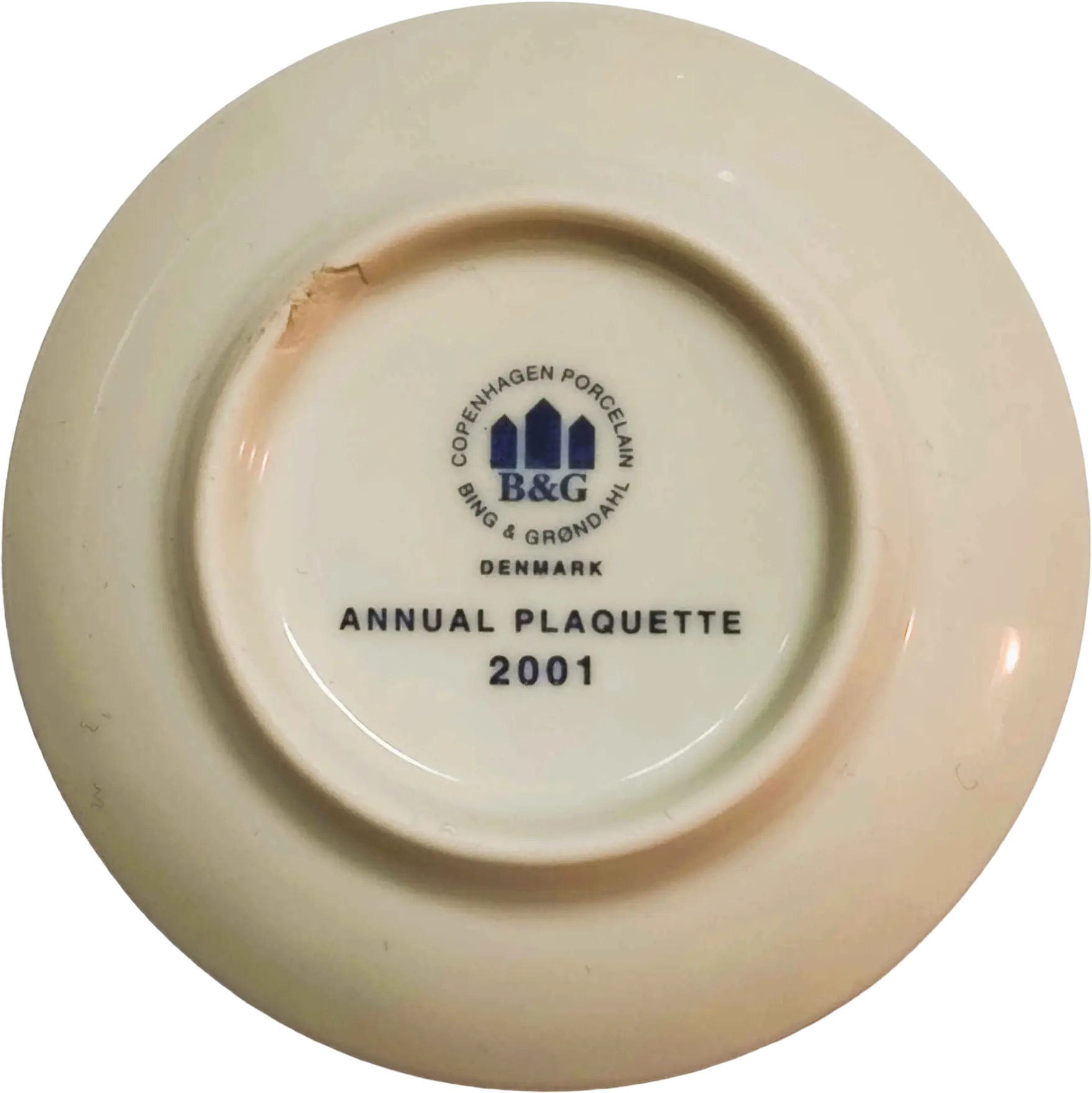 Placchetta di Natale 2001 Bing & Grøndahl - Babbo Natale -  Piccolo difetto retro - Jørgen Nielsen - Blu e Bianco