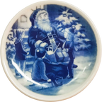 Placchetta di Natale 2001 Bing & Grøndahl - Babbo Natale -  Piccolo difetto retro - Jørgen Nielsen - Blu e Bianco