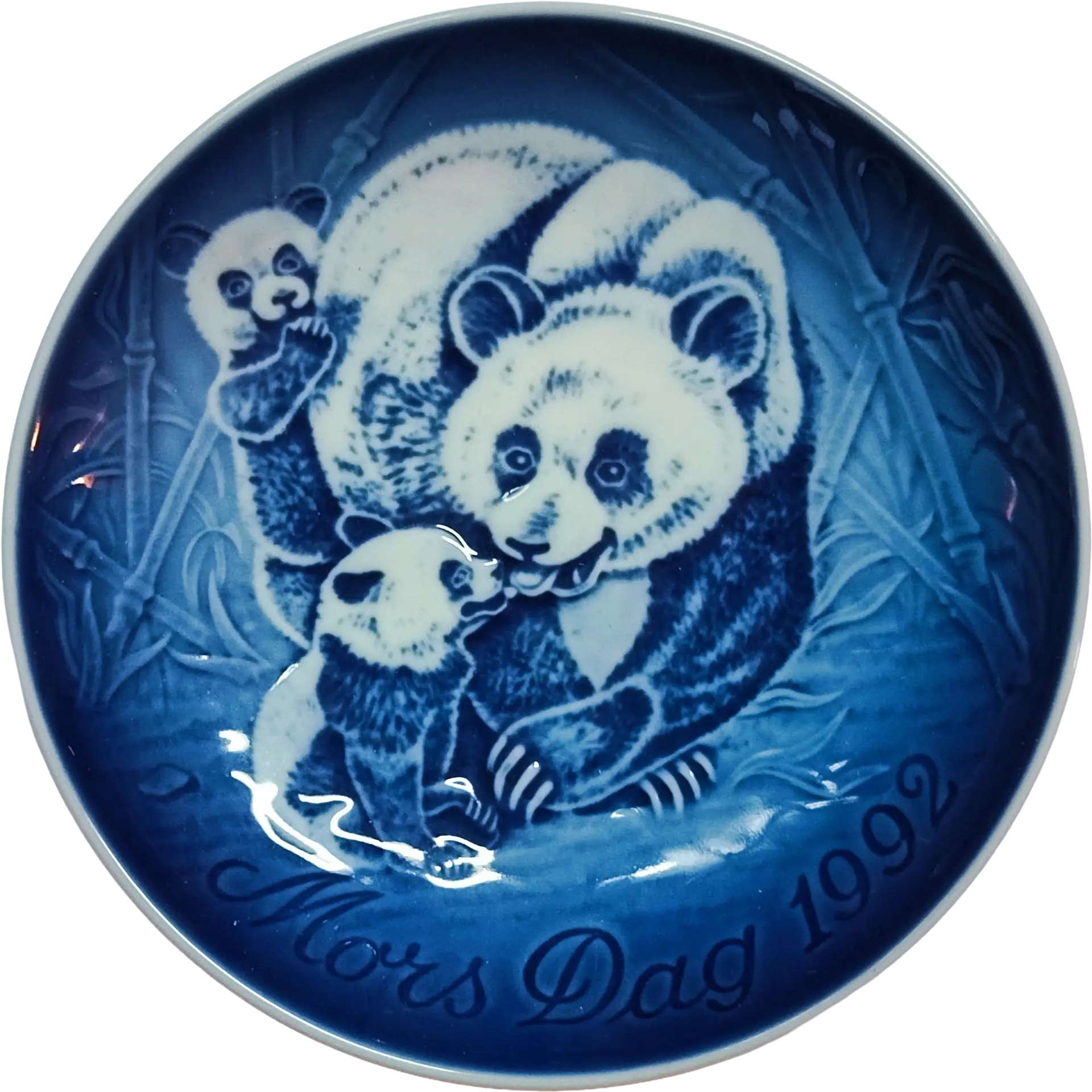 Piatto della Mamma Bing & Grøndahl diametro 15 cm · Blu e Bianco · Leif Ragn Jensen · Panca con Cuccioli · B&G-MD-1992