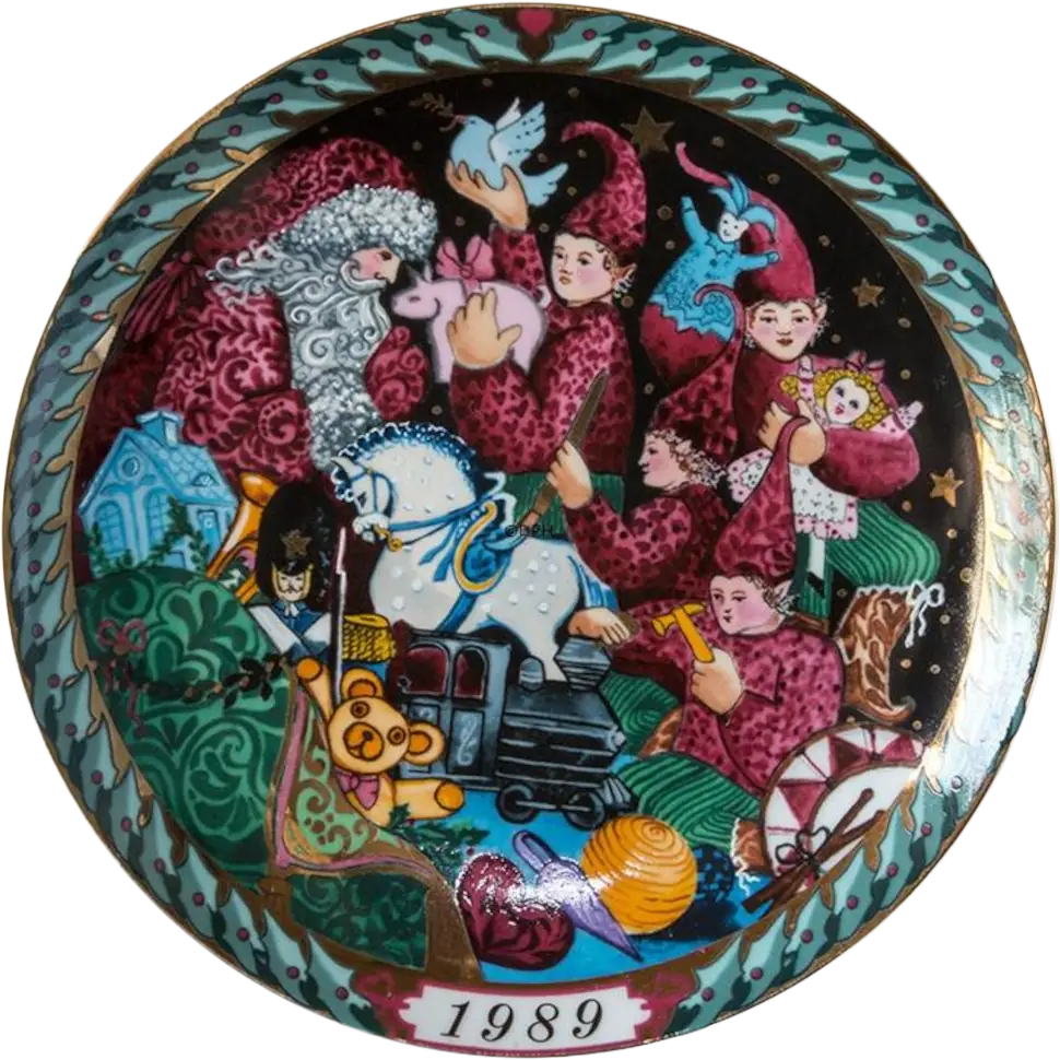 Il Piatto di Santa Claus Bing & Grøndahl diametro 20 cm · Multicolore; Oro · Hans Henrik Hansen · L'officina di Santa Claus · B&G-S-1989
