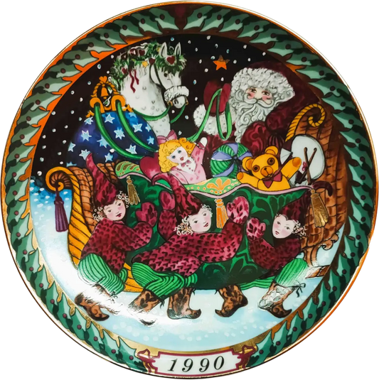 Il Piatto di Santa Claus Bing & Grøndahl diametro 20 cm · Multicolore; Oro · Hans Henrik Hansen · La Slitta di Santa Claus · B&G-S-1990