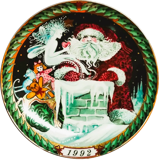 Il Piatto di Santa Claus Bing & Grøndahl diametro 20 cm · Multicolore; Oro · Hans Henrik Hansen · L'arrivo di Santa Claus · B&G-S-1992
