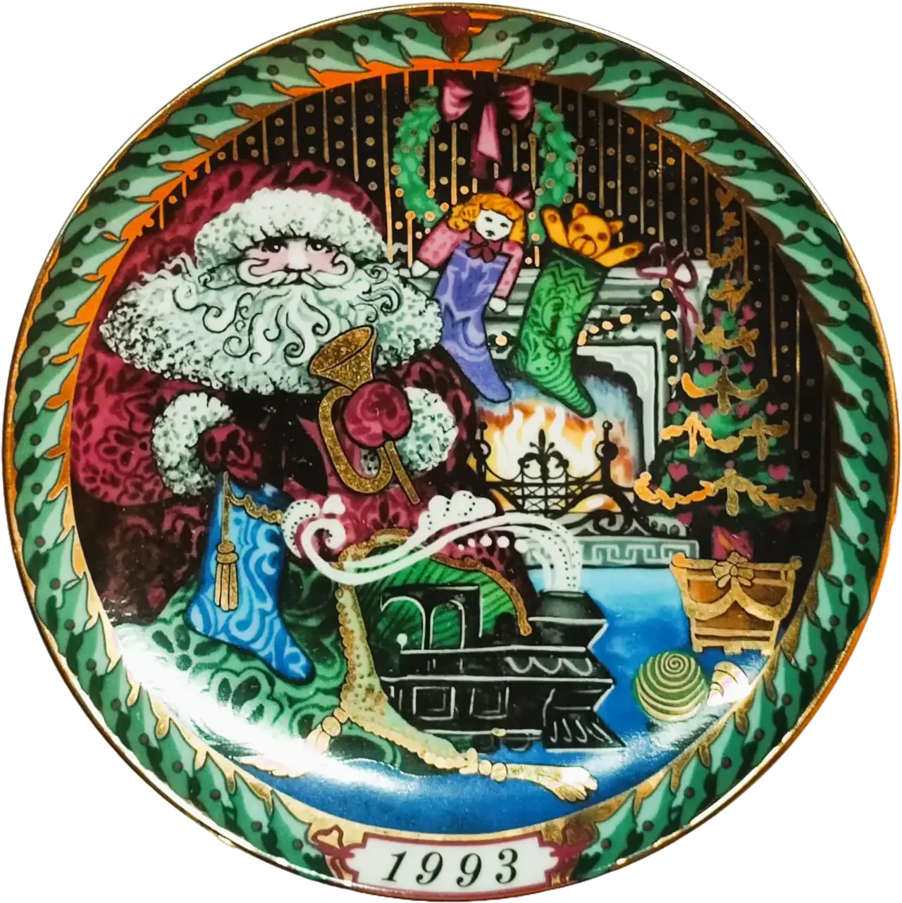 Il Piatto di Santa Claus Bing & Grøndahl diametro 20 cm · Multicolore; Oro · Hans Henrik Hansen · I Doni di Santa Claus · B&G-S-1993