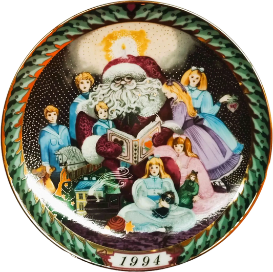 Il Piatto di Santa Claus Bing & Grøndahl diametro 20 cm · Multicolore; Oro · Hans Henrik Hansen · Racconti di Natale · B&G-S-1994