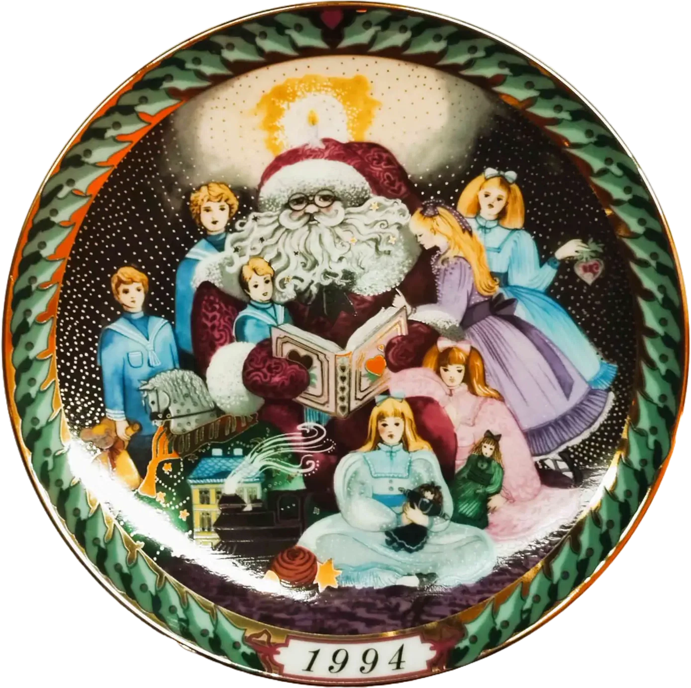 Il Piatto di Santa Claus Bing & Grøndahl diametro 20 cm · Multicolore; Oro · Hans Henrik Hansen · Racconti di Natale · B&G-S-1994