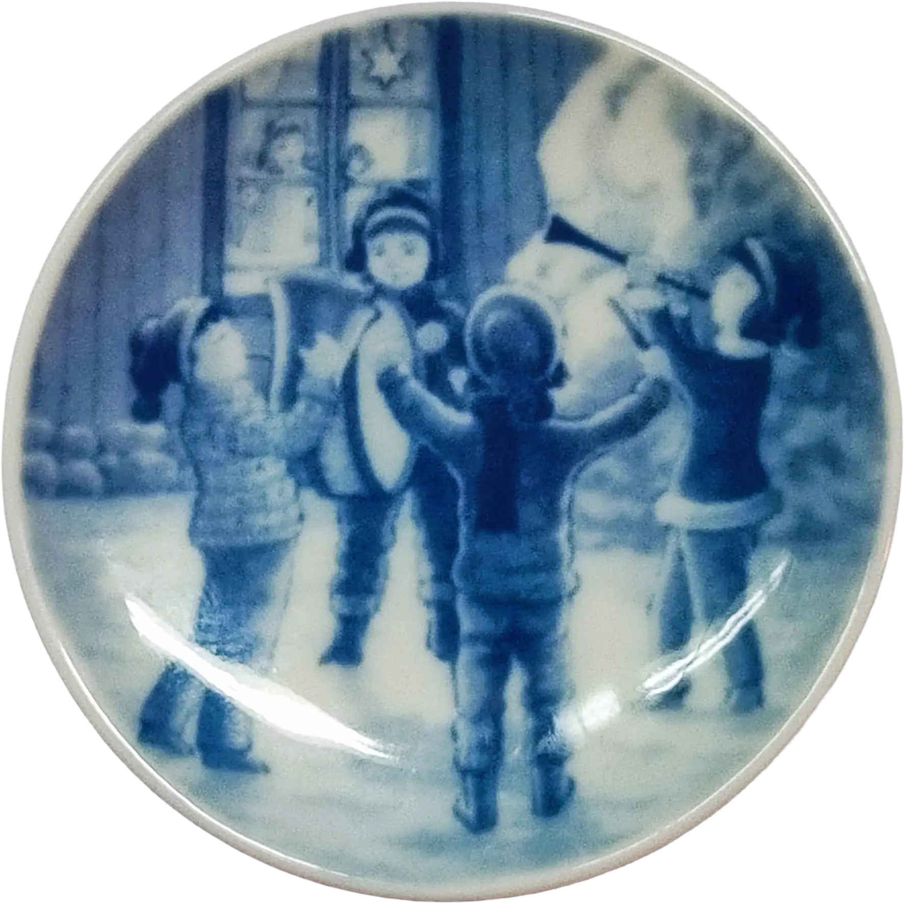 Placchetta di Natale Bing & Grøndahl diametro 8 cm · Blu e Bianco · Jørgen Nielsen · L'orchestra di Natale · B&G-C-PLACCHETTA-2004