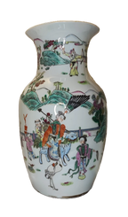Chinese Porcelain Vase with Polychrome Narrative Scene – 20th Century, Tongzhi Mark