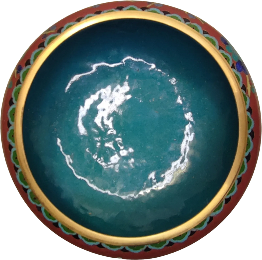 Vaso Fiori e Peonie in Smalto Cloisonné Rosso - mazzotta.store