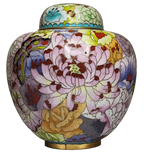 Pair of Ginger Jars in Chinese Cloisonné Enamel with Multicolor Centofiori Decoration