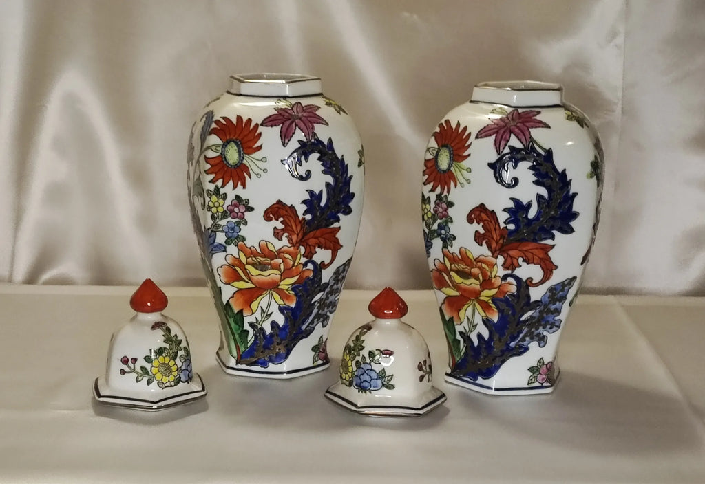 Vaso da zenzero (Ginger Jar) esagonale in porcellana – marchio evocativo Qing, made in Macao