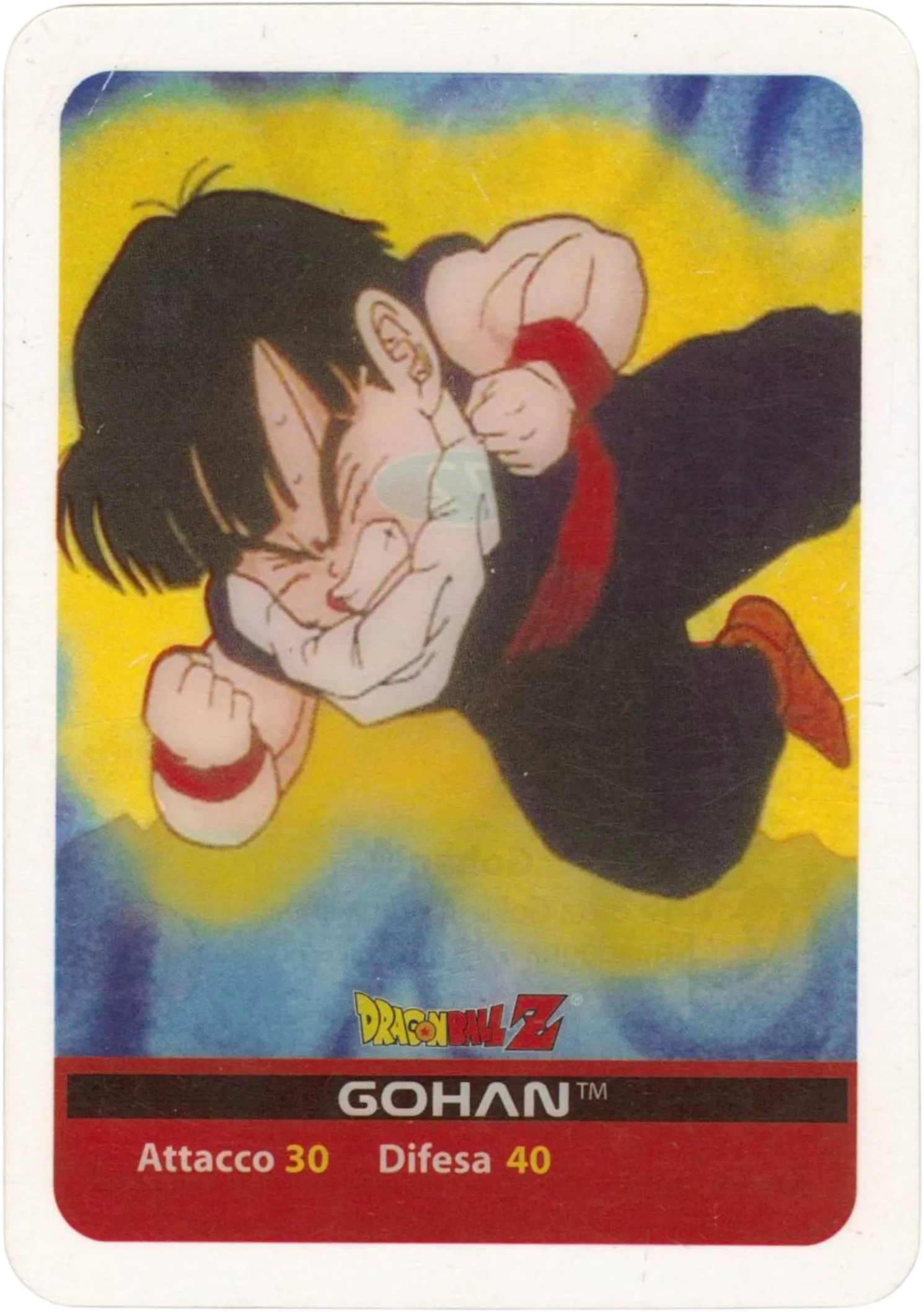 DBZ-ARG-072-GOHAN-000 img1 Lamincards da da collezione Dragon Ball Z Argento n. 72 - Gohan parte della serie DBZ Lamincard, con dettagli visivi e grafici del prodotto.