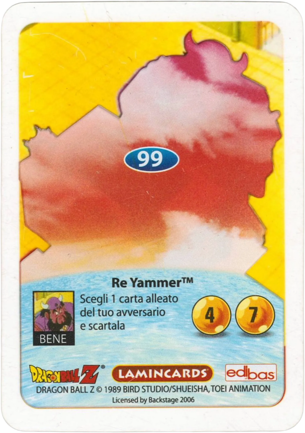 Lamincards da da collezione Dragon Ball Z Argento n. 99 - Re Yammer Lamincards edibas.
