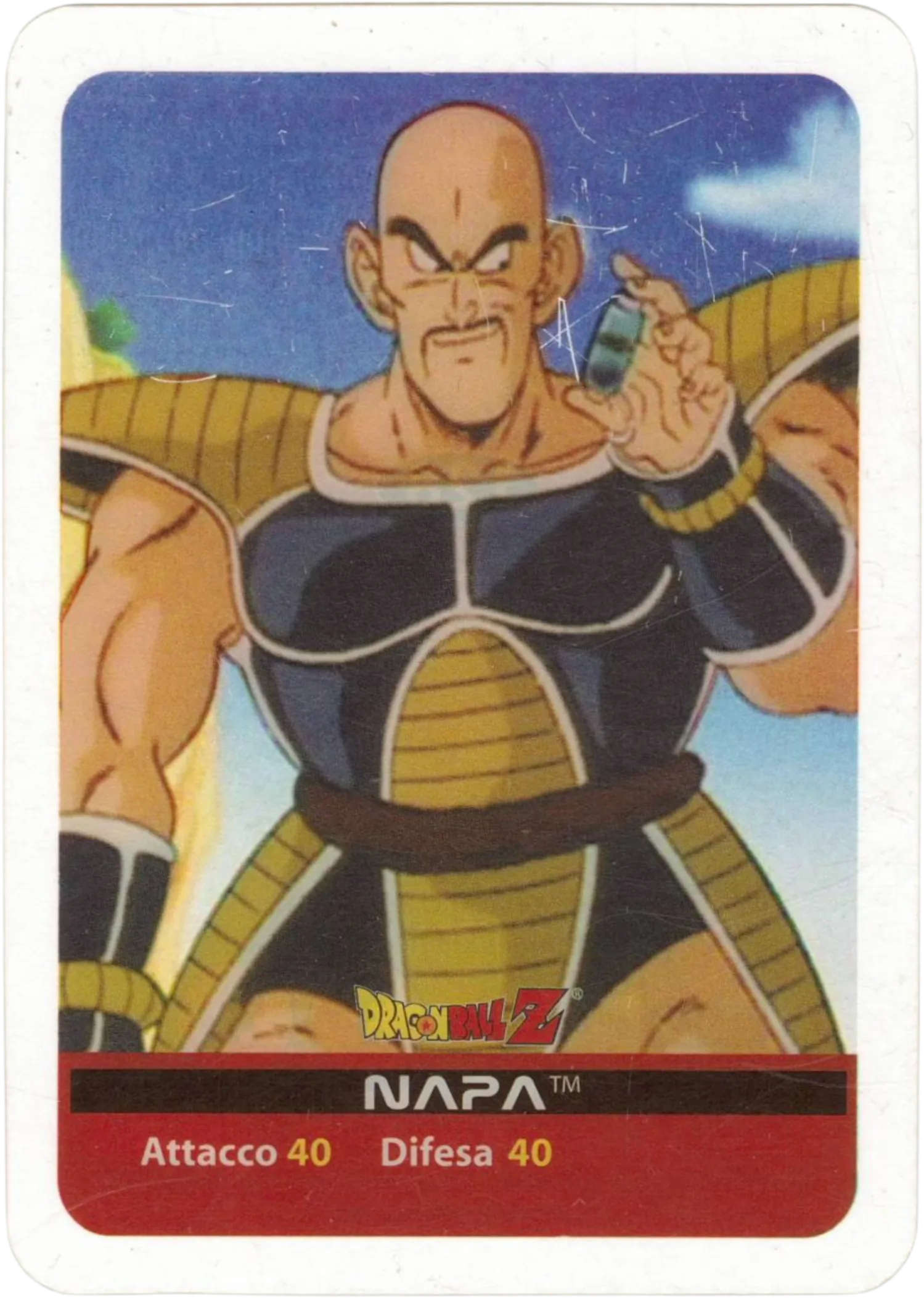 DBZ-ARG-128-NAPA-000 img1 Lamincards da da collezione Dragon Ball Z Argento n. 128 - Napa parte della serie DBZ Lamincard, con dettagli visivi e grafici del prodotto.