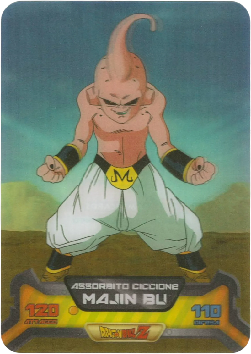 DBZ-NE-S-3D-158 - Magin Bu - Assorbimento Ciccione  - Dragon Ball Z New Edition Super 3D n. 158 Lamincards edibas.
