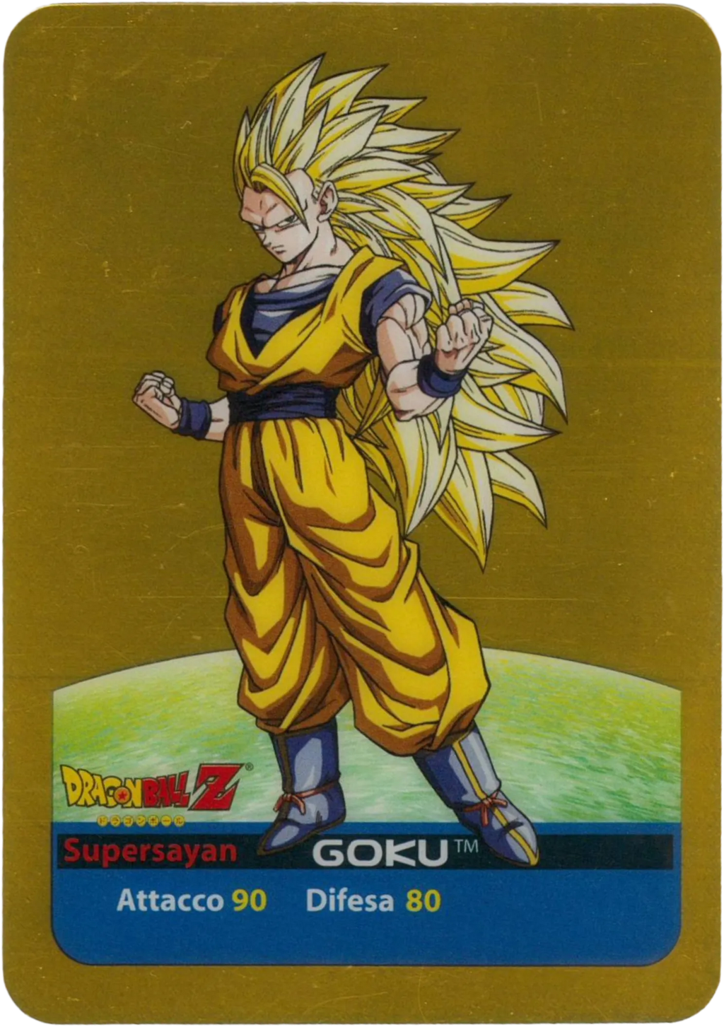 DBZ-ORO-014-GOKU-SSJ3-000 img1 Lamincards da collezione Dragon Ball Z Oro n. 14 - Goku-Supersayan 3 parte della serie DBZ Lamincard, con dettagli visivi e grafici del prodotto.