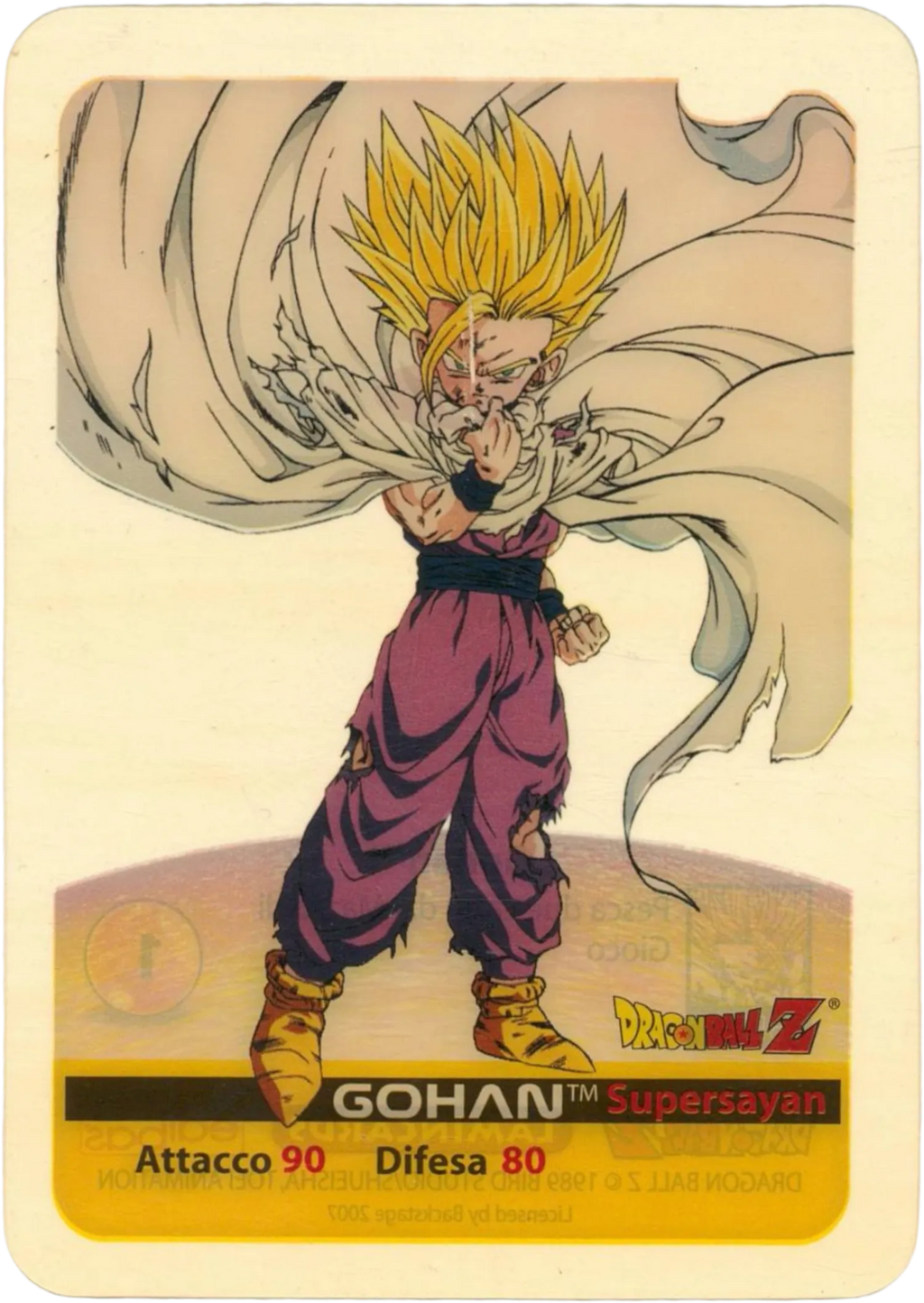 DBZ-PLT-005-GOHAN-0000 img1 Lamincards da collezione Dragon Ball Z Platino n. 5 - Gohan Supersayan parte della serie DBZ Lamincard, con dettagli visivi e grafici del prodotto.