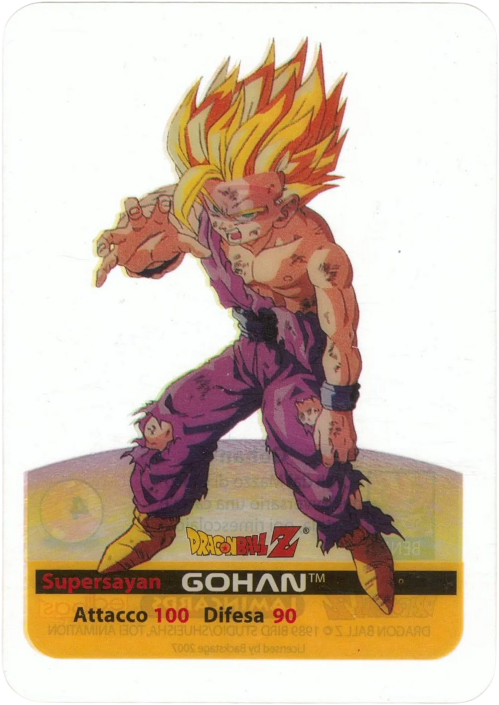 DBZ-PLT-007-GOHAN-0000 img1 Lamincards da collezione Dragon Ball Z Platino n. 7 - Gohan Supersayan parte della serie DBZ Lamincard, con dettagli visivi e grafici del prodotto.