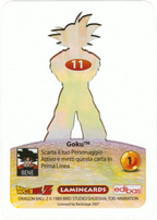 DBZ-PLT-011-GOKU-0000 img2 Retro della carta DBZ Platino n. 11 Goku- parte della serie DBZ Lamincard, con dettagli visivi e grafici del prodotto.