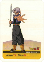 DBZ-PLT-044-TRUNKS-0000 img1 Lamincards da collezione Dragon Ball Z Platino n. 44 - Trunks parte della serie DBZ Lamincard, con dettagli visivi e grafici del prodotto.