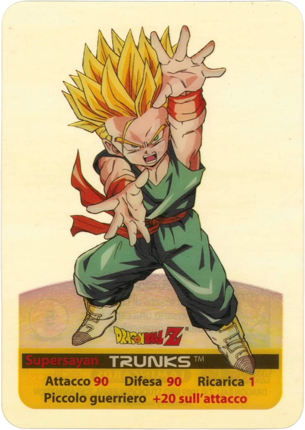 DBZ-PLT-053-TRUNKS-0000 img1 Lamincards da collezione Dragon Ball Z Platino n. 53 - Trunks Supersayan - Piccolo guerriero parte della serie DBZ Lamincard, con dettagli visivi e grafici del prodotto.