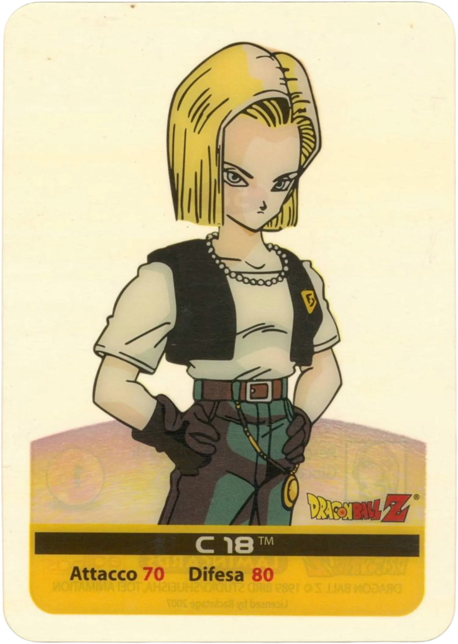 DBZ-PLT-058-C-18-0000 img1 Lamincards da collezione Dragon Ball Z Platino n. 58 - C 18 parte della serie DBZ Lamincard, con dettagli visivi e grafici del prodotto.