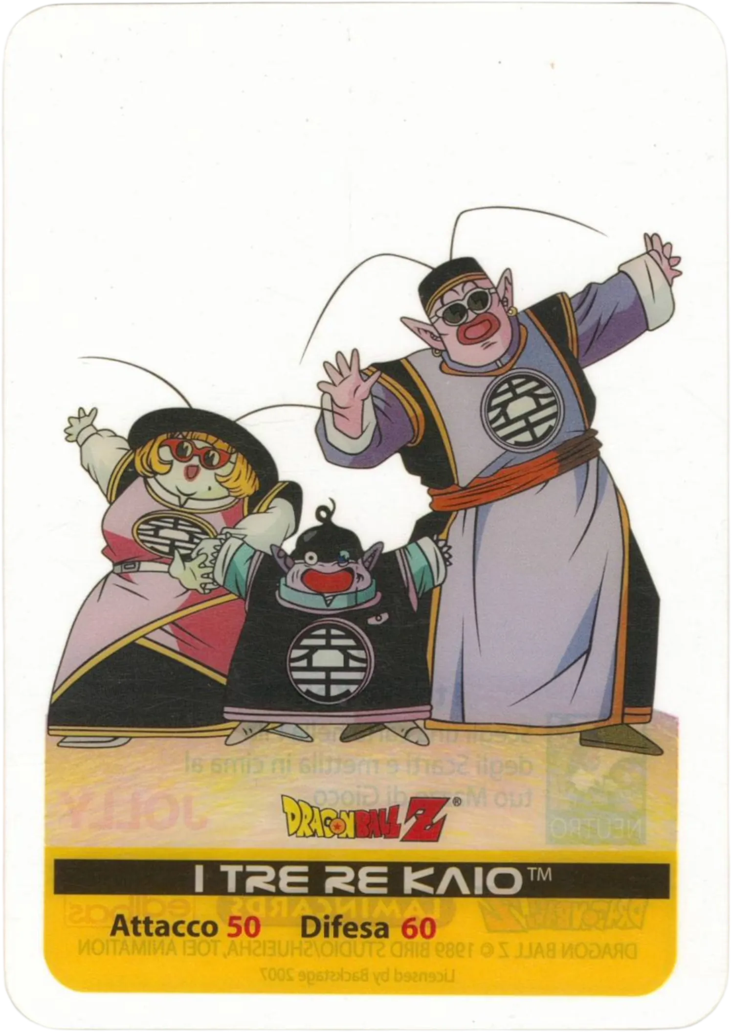 DBZ-PLT-059-I-TRE-RE-KAIO-0000 img1 Lamincards da collezione Dragon Ball Z Platino n. 59 - I tre Re Kaio - Jolly parte della serie DBZ Lamincard, con dettagli visivi e grafici del prodotto.