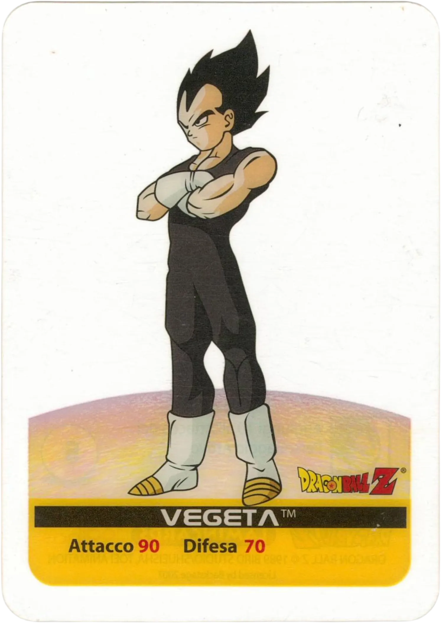 DBZ-PLT-062-VEGETA-0000 img1 Lamincards da collezione Dragon Ball Z Platino n. 62 - Vegeta parte della serie DBZ Lamincard, con dettagli visivi e grafici del prodotto.