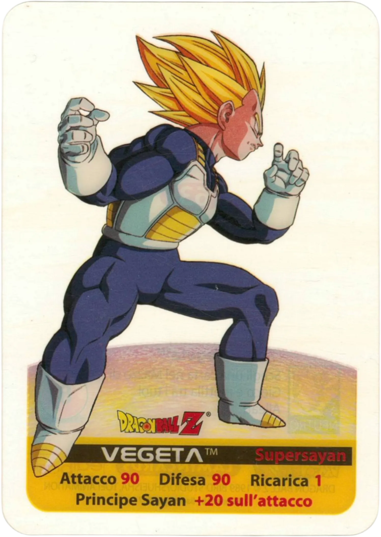 DBZ-PLT-063-VEGETA-0000 img1 Lamincards da collezione Dragon Ball Z Platino n. 63 - Vegeta - Supersayan - Principe Sayan parte della serie DBZ Lamincard, con dettagli visivi e grafici del prodotto.
