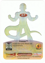 DBZ-PLT-067-FREEZER-0000 img2 Retro della carta DBZ Platino n. 67 Freezer - Trasformazione - parte della serie DBZ Lamincard, con dettagli visivi e grafici del prodotto.