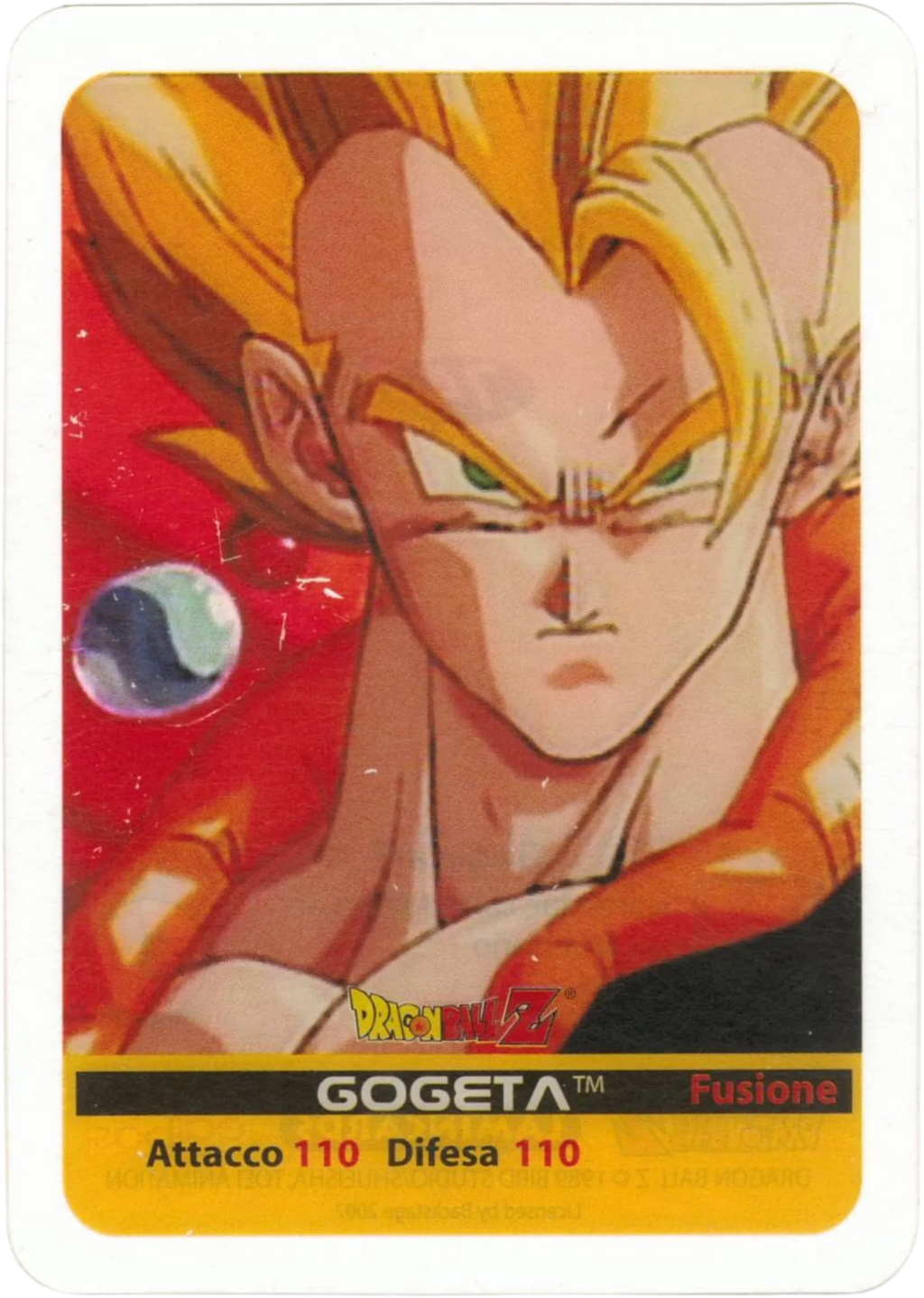 DBZ-PLT-074-GOGETA-0000 img1 Lamincards da collezione Dragon Ball Z Platino n. 74 - Gogeta - Fusione Goku e Vegeta  parte della serie DBZ Lamincard, con dettagli visivi e grafici del prodotto.
