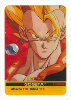 DBZ-PLT-074-GOGETA-0000 img1 Lamincards da collezione Dragon Ball Z Platino n. 74 - Gogeta - Fusione Goku e Vegeta  parte della serie DBZ Lamincard, con dettagli visivi e grafici del prodotto.