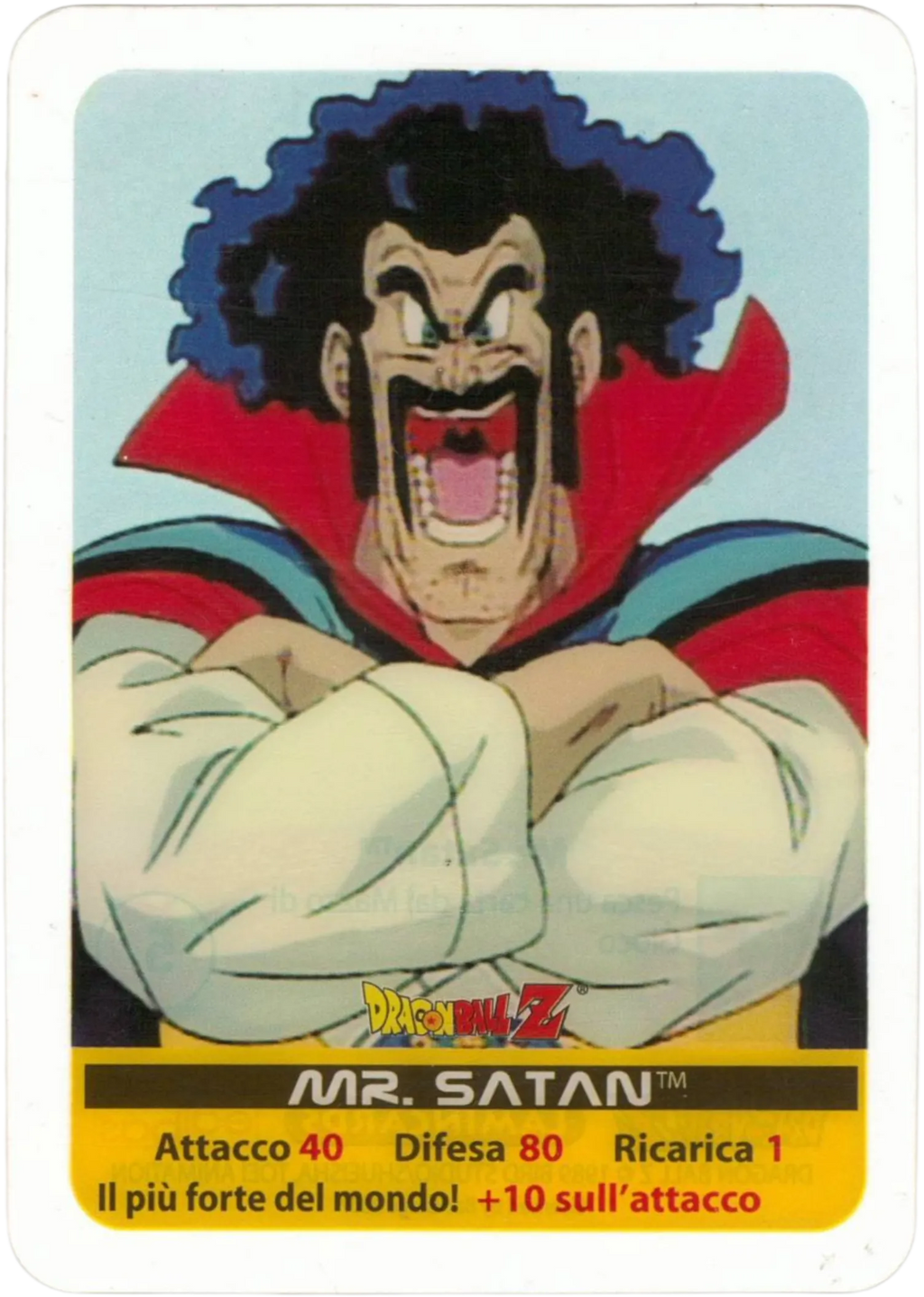 DBZ-PLT-076-MR-SATAN-0000 img1 Lamincards da collezione Dragon Ball Z Platino n. 76 - Mr Satan - Il più forte del mondo parte della serie DBZ Lamincard, con dettagli visivi e grafici del prodotto.