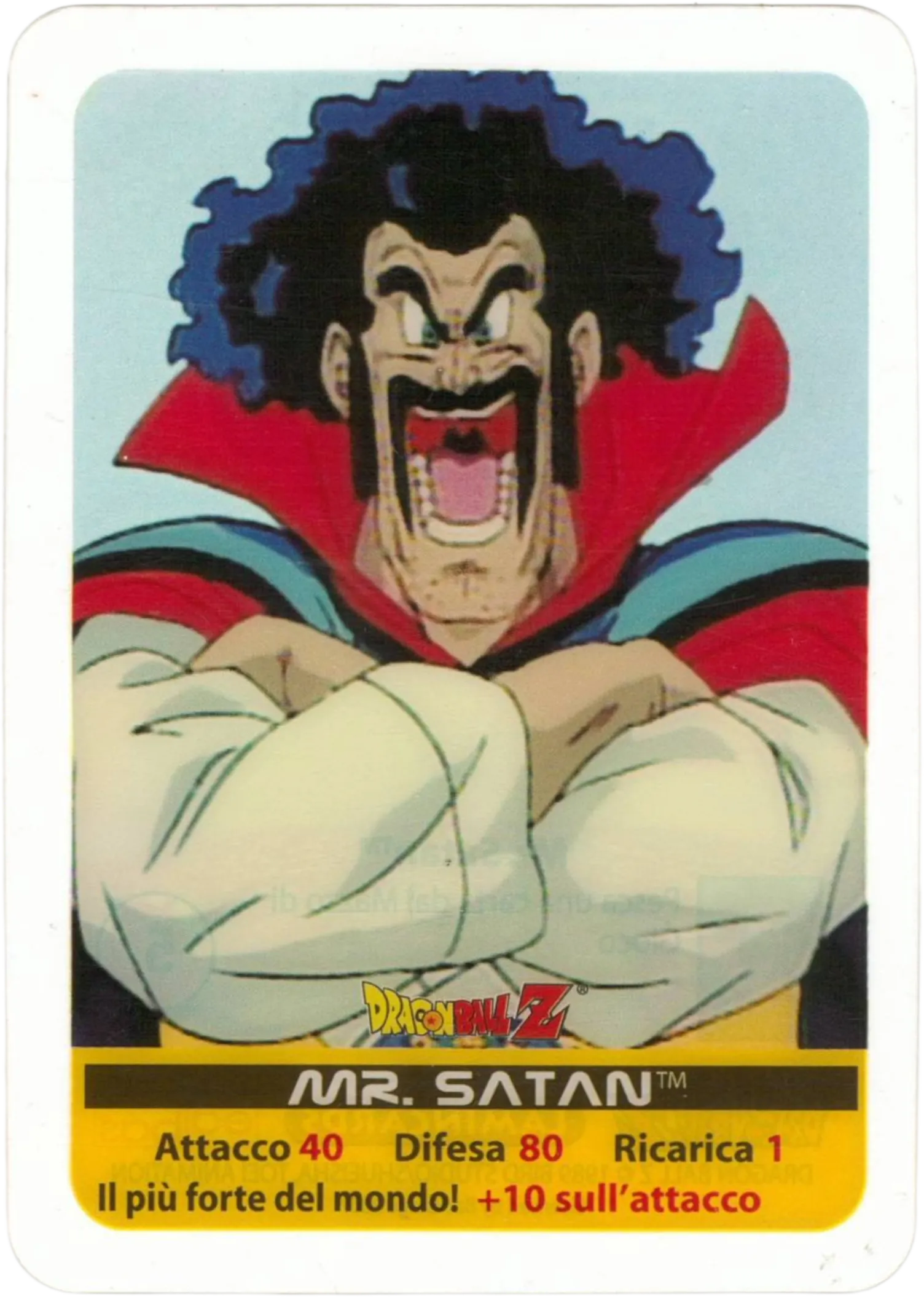 DBZ-PLT-076-MR-SATAN-0000 img1 Lamincards da collezione Dragon Ball Z Platino n. 76 - Mr Satan - Il più forte del mondo parte della serie DBZ Lamincard, con dettagli visivi e grafici del prodotto.