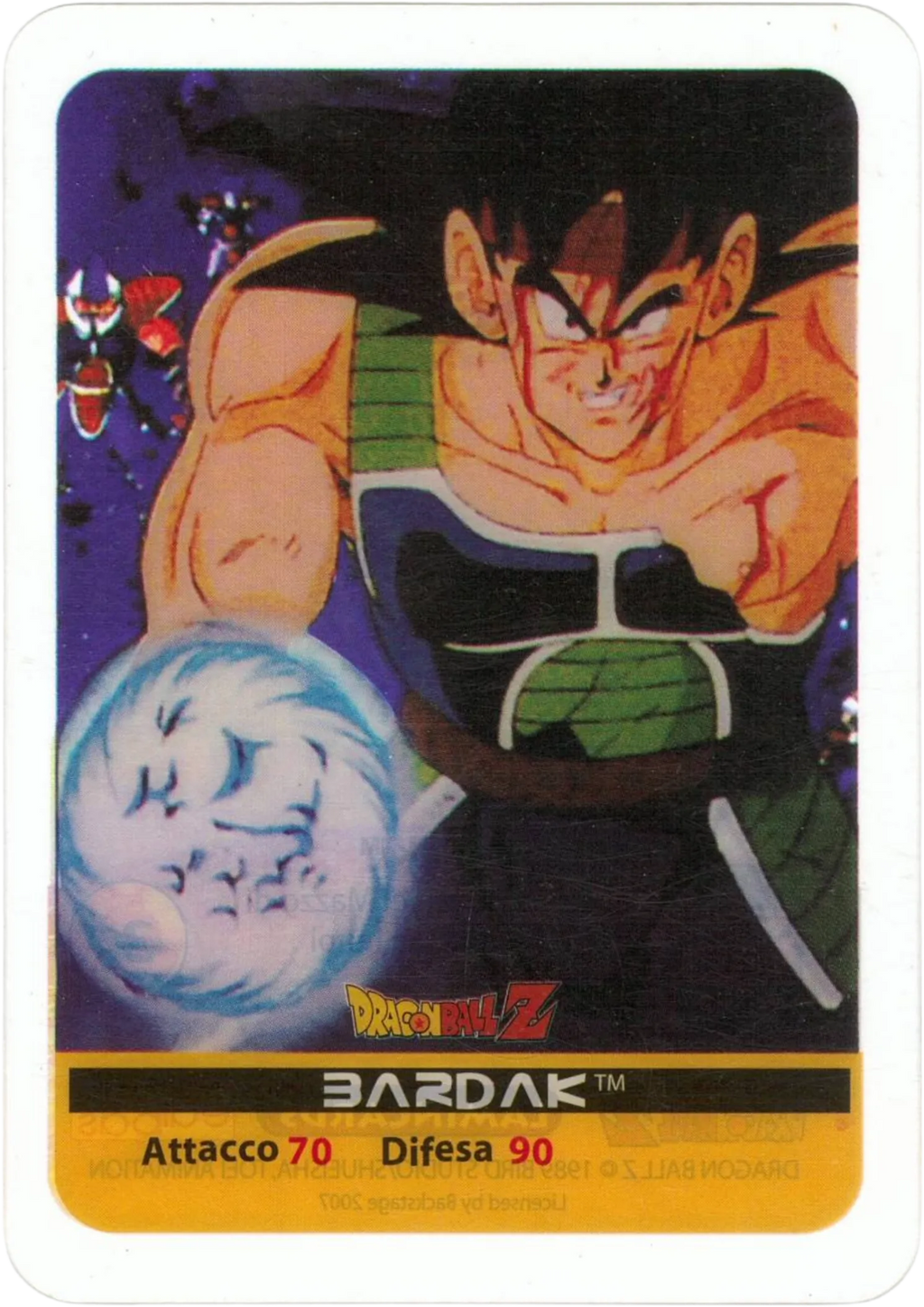 DBZ-PLT-081-BARDAK-0000 img1 Lamincards da collezione Dragon Ball Z Platino n. 81 - Bardak parte della serie DBZ Lamincard, con dettagli visivi e grafici del prodotto.
