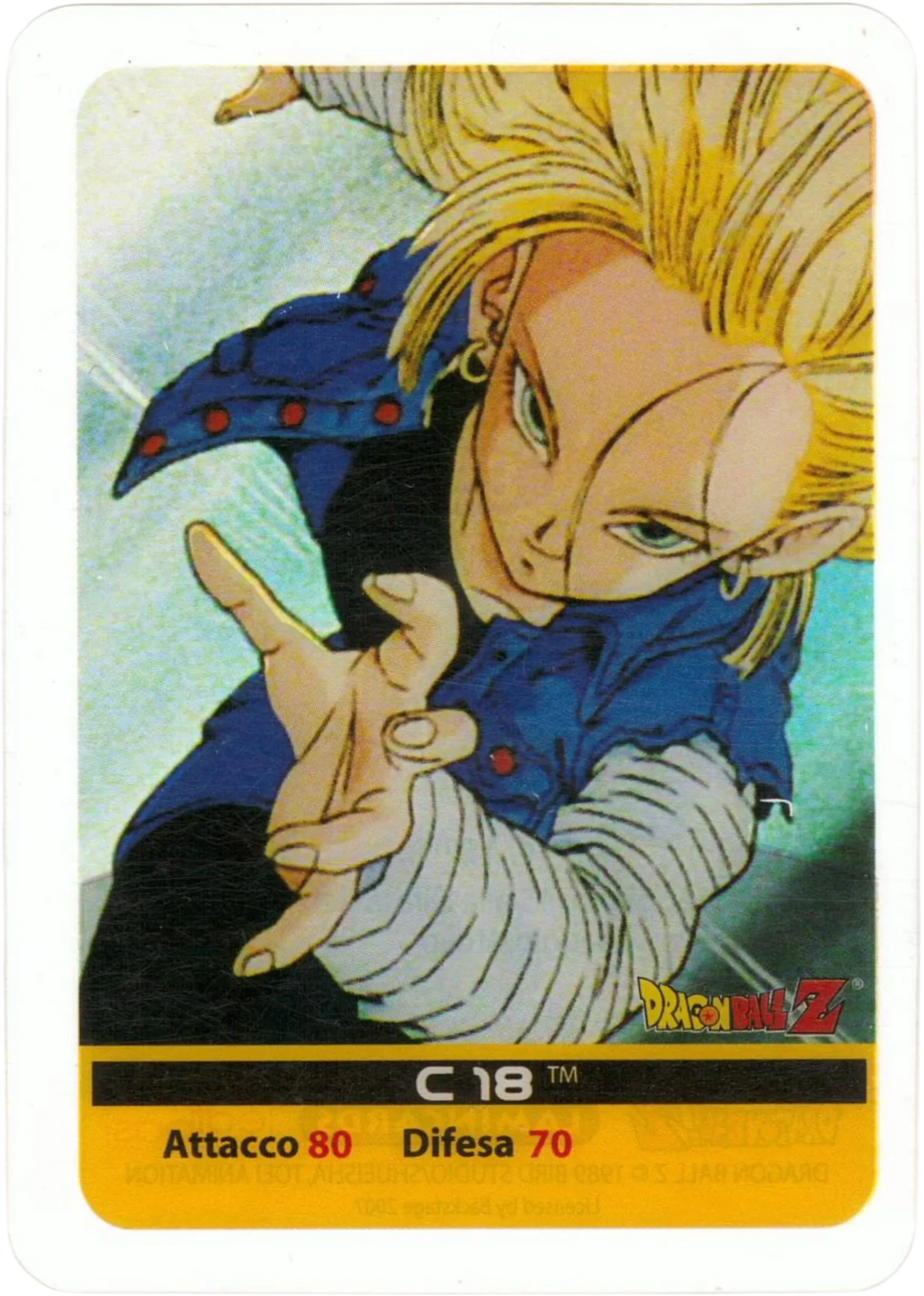 DBZ-PLT-083-C-18-0000 img1 Lamincards da collezione Dragon Ball Z Platino n. 83 - C-18 parte della serie DBZ Lamincard, con dettagli visivi e grafici del prodotto.