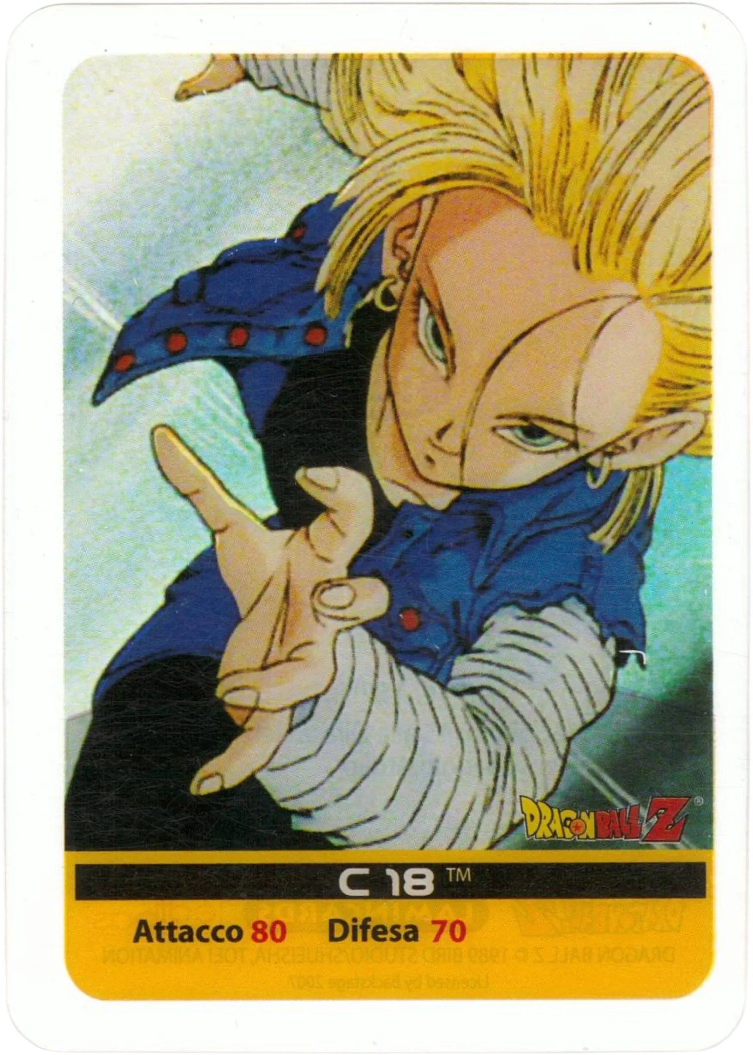 DBZ-PLT-083-C-18-0000 img1 Lamincards da collezione Dragon Ball Z Platino n. 83 - C-18 parte della serie DBZ Lamincard, con dettagli visivi e grafici del prodotto.