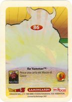 DBZ-PLT-086-RE-YAMMER-0000 img2 Retro della carta DBZ Platino n. 86 Re Yammer - parte della serie DBZ Lamincard, con dettagli visivi e grafici del prodotto.