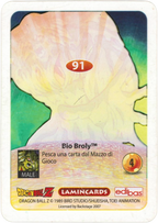 DBZ-PLT-091-BIO-BROLY-0000 img2 Retro della carta DBZ Platino n. 91 Bio Broly - parte della serie DBZ Lamincard, con dettagli visivi e grafici del prodotto.