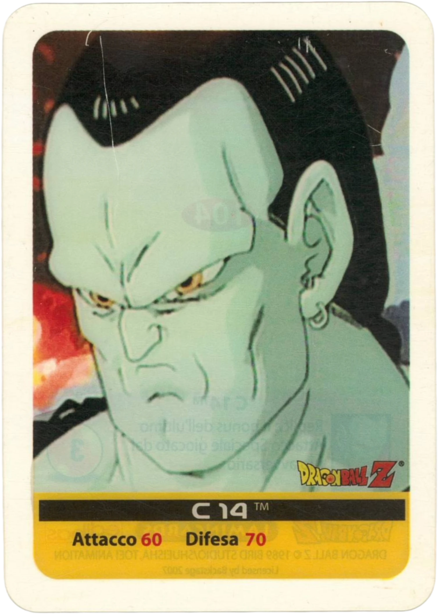 DBZ-PLT-104-C-14-0000 img1 Lamincards da collezione Dragon Ball Z Platino n. 104 - C-14 parte della serie DBZ Lamincard, con dettagli visivi e grafici del prodotto.