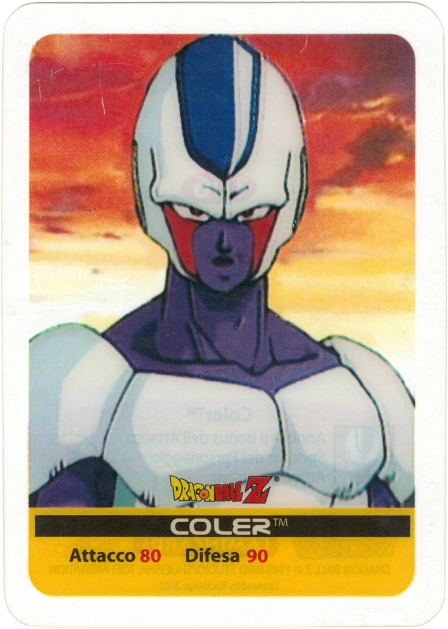 DBZ-PLT-106-COLER-0000 img1 Lamincards da collezione Dragon Ball Z Platino n. 106 - Coler parte della serie DBZ Lamincard, con dettagli visivi e grafici del prodotto.