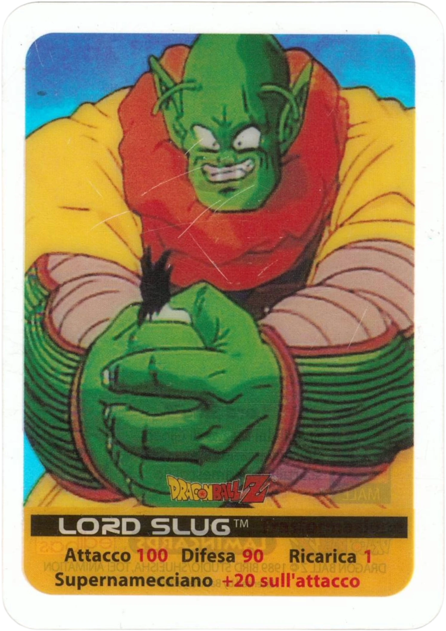 DBZ-PLT-114-LORD-SLUG-0000 img1 Lamincards da collezione Dragon Ball Z Platino n. 114 - Lord Slug - Supernamecciano parte della serie DBZ Lamincard, con dettagli visivi e grafici del prodotto.