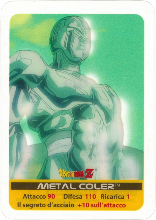 DBZ-PLT-116-METAL-COLER-0000 img1 Lamincards da collezione Dragon Ball Z Platino n. 116 - Metal Coler - Il segreto d'acciaio parte della serie DBZ Lamincard, con dettagli visivi e grafici del prodotto.